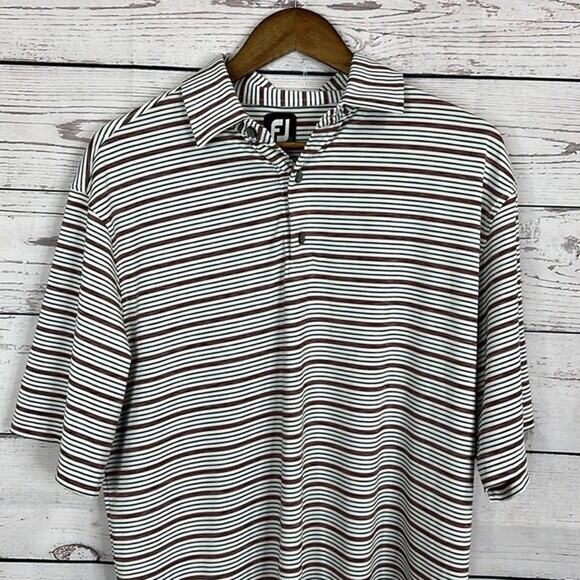 FJ Foot Joy Polo Shirt Mens Large Striped Embroidered Logo Stretch Golf Casual - Picture 2 of 11